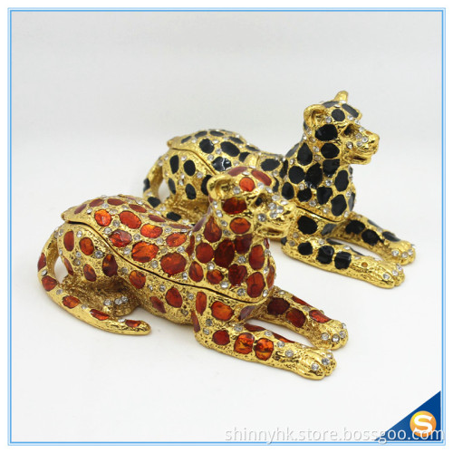 Wholesale Spot Leopard Shape Trinket Box Crystal Metal Trinket Box SCJ294